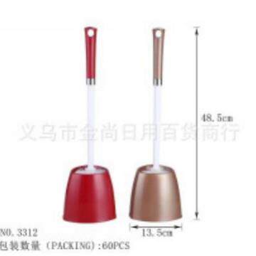 Plastic Base Soft Bristle Round Head Toilet Brush, No Dead A