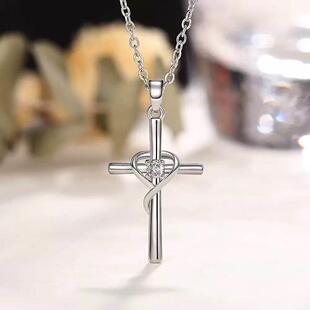 Women's Creative Cross Heart Zirconia Pendant Jewelry Women