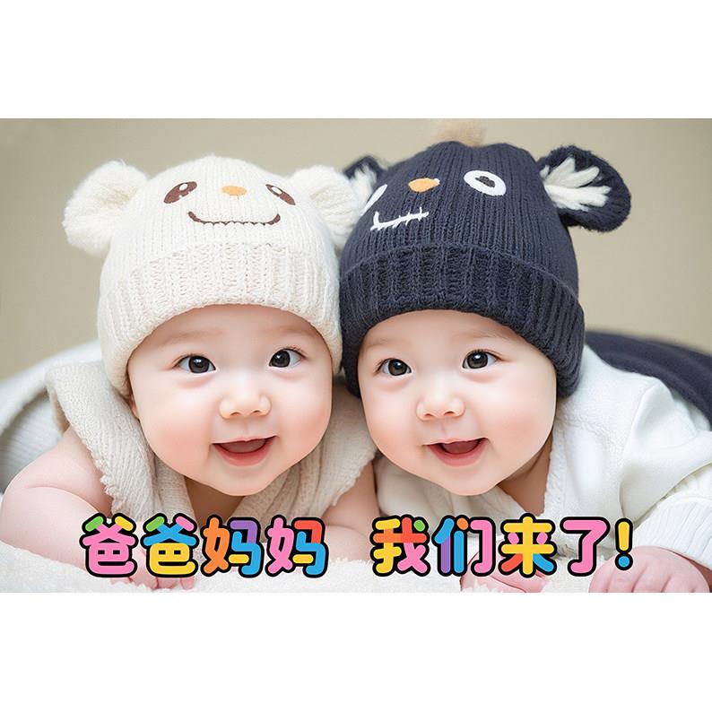 双胞胎龙凤胎贴画喜庆墙贴婴儿好孕金童玉女早教卧室床头画婚房