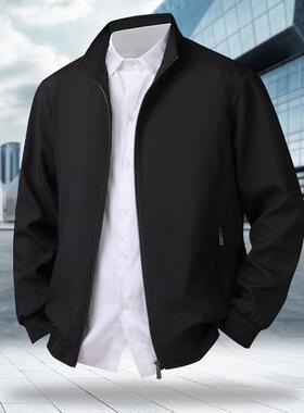 Men's long sleeved stand up collar jacket in plus size for