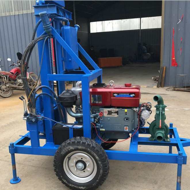小型轮式打井机 22马力家用打井机农田灌溉钻井机200米小型打井机