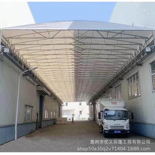 惠厂家过州道缩电动篷遥控CTT推拉雨棚仓库空移动蓬伸架缩伸式