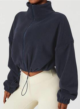 Women'S Full Zip Fleece Jacket Stand Collar Winter Warm