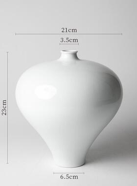 高档墨蓝色的花器制瓶造陶花禅器意中式日式插花皿白瓷桌面摆件投