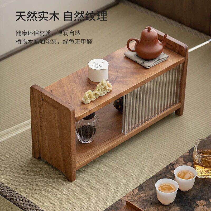 实木胡桃子木桌摆面多层茶台杯架小型茶具置物架件收DBG-001纳架