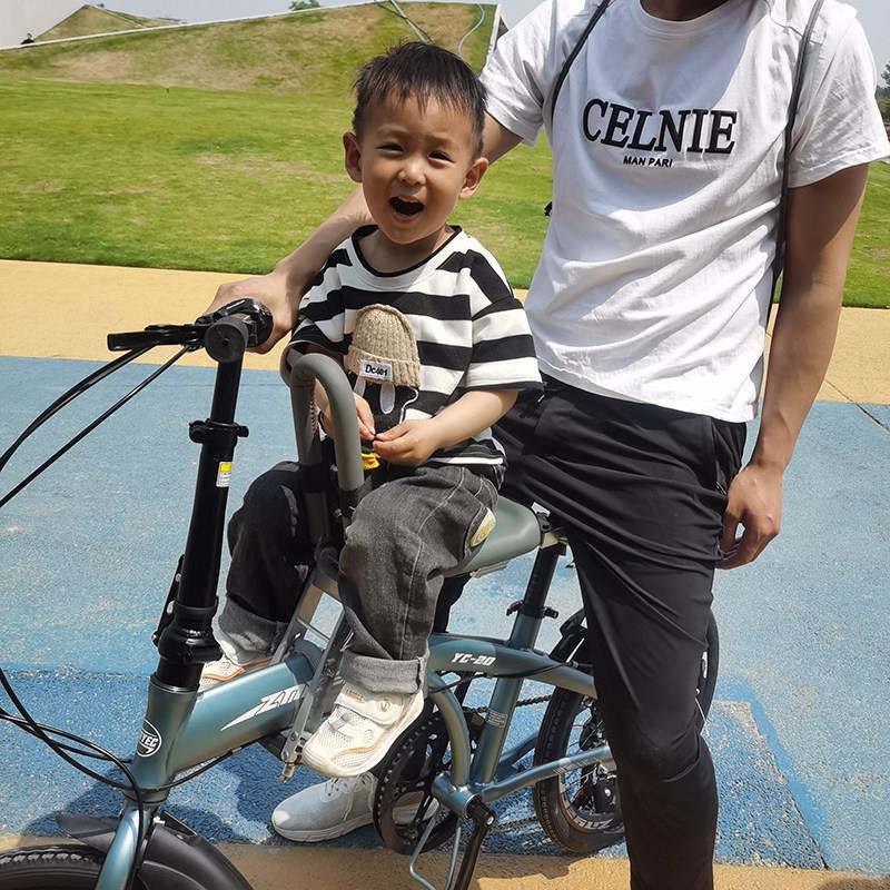 自行车前置儿童快拆坐椅可移动坐垫折叠代驾车前置宝宝坐垫