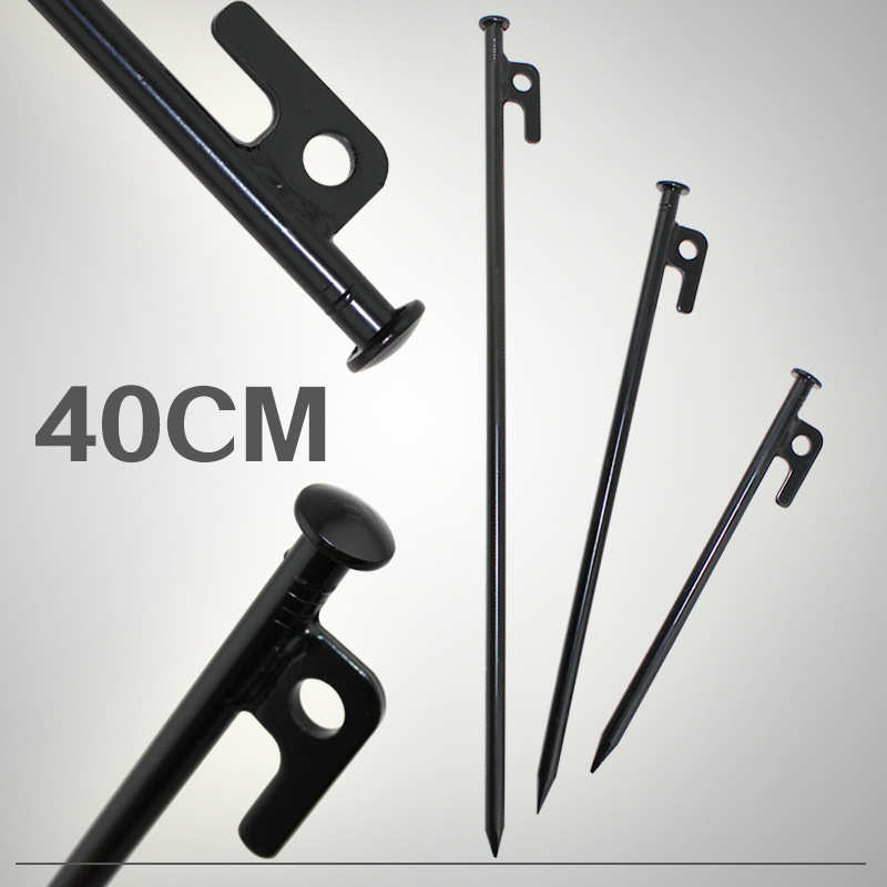 户外天幕帐篷地钉 黑色直条野营露营用地钉沙滩营钢铁钉40CM