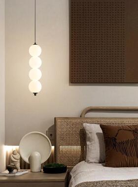 北欧网红奶意油风吊灯日式创圆球糖葫芦吊灯代简343约卧现室床小