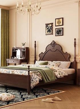 法式硬古风实木床古家用主卧1.8AZTm婚床中风1.5复m靠双人床