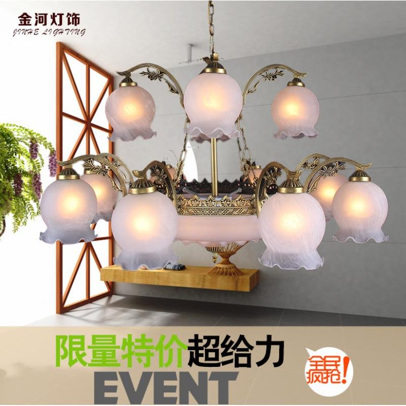 欧式吊灯客厅灯led复古简约田园美式吊灯卧室灯铁艺吸顶灯饰灯具