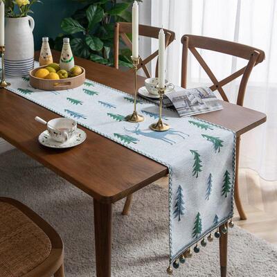 christmas table runner with tassel 餐厅桌旗