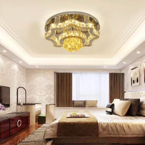 LED不锈钢线割水晶吸顶灯简约水晶灯K9Crystalceilinglight