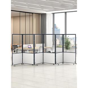 办公室透明屏风隔断可移动车间磨砂压克力活动挡板折叠推拉屏风墙
