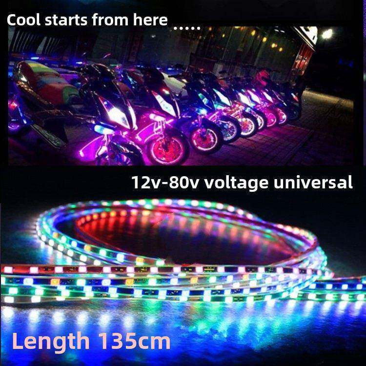 电动车灯条12v48v60v改装配件led鬼火摩托车闪光灯爆闪跑马软灯条