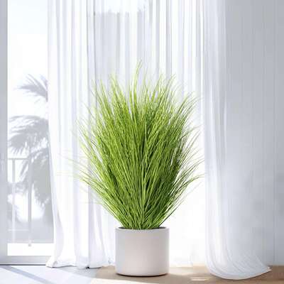 仿真植物 洋葱草盆栽园林景观蒲苇草落地盆景家居装饰摆件芦苇草