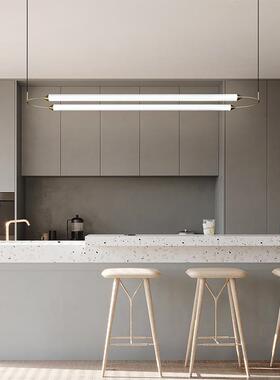 现代简约长条艺术办公室售楼部前台餐桌设计师岛台一字吊灯餐厅灯