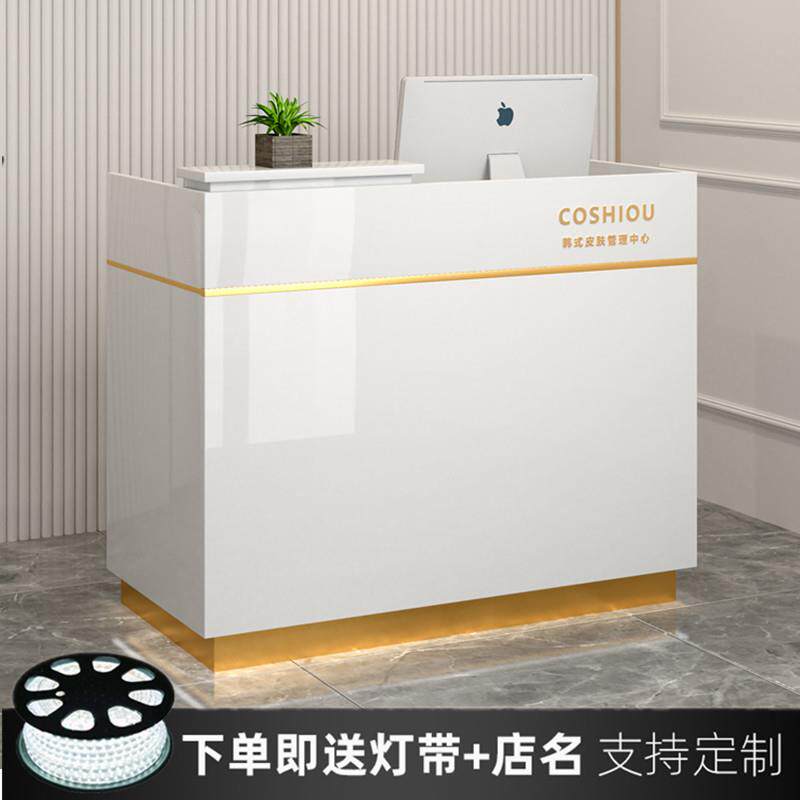前台接待台彷大理石服装店美甲理髲收银柜台柜台小型美容吧台桌轻