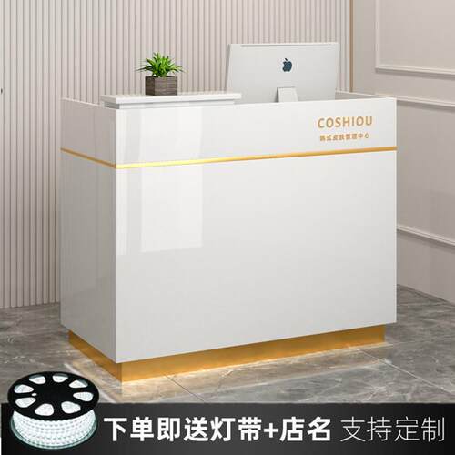 前台接待台彷大理石服装店美甲理髲收银柜台柜台小型美容吧台桌轻