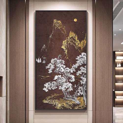 新款直销入户玄关立体浮雕挂画酒店走廊壁画新中式高档大气山水风