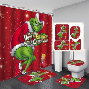 shaped curtain浴帘马桶垫 Toilet Printed shower Mat lid pad