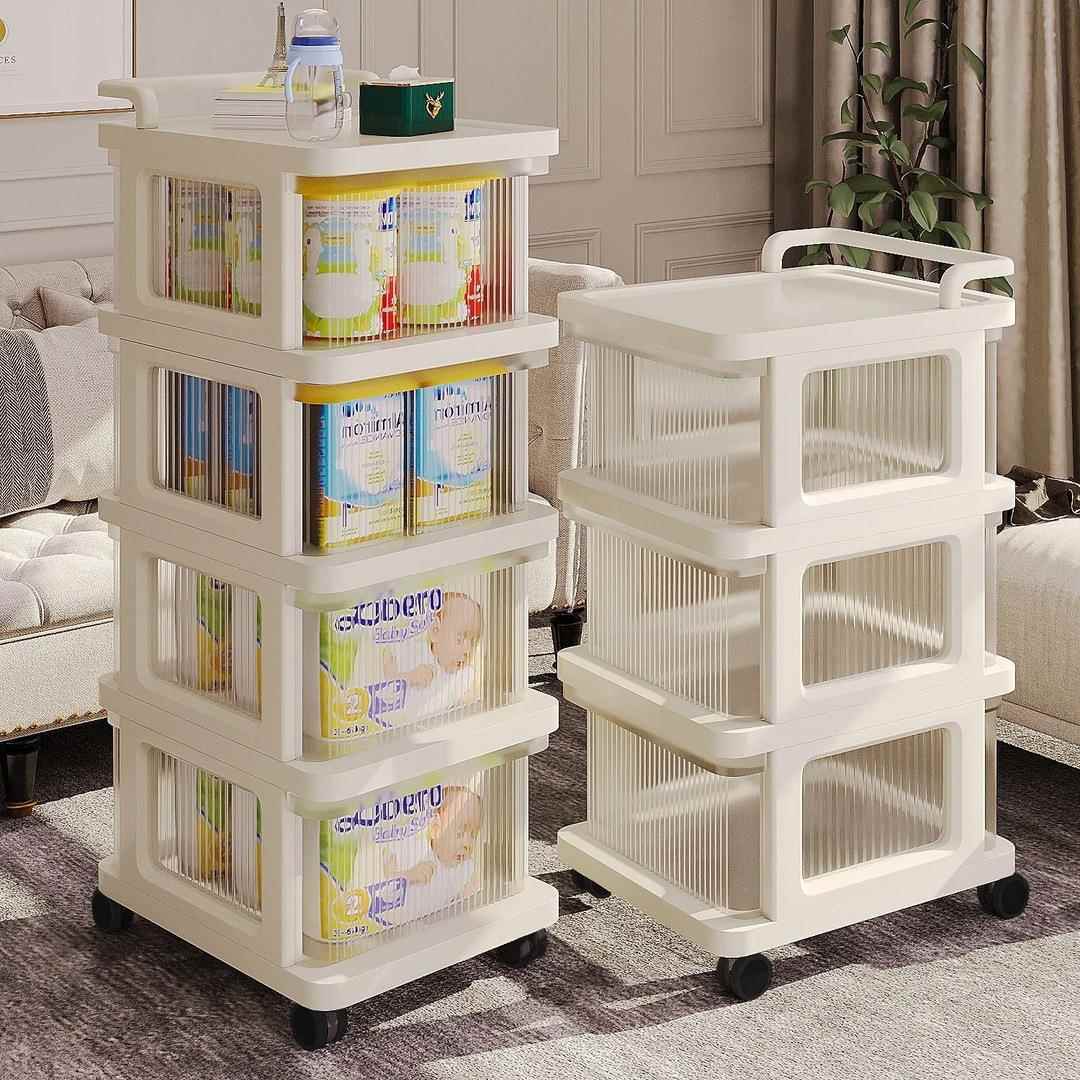 小推车置物架落地可移动零食收纳柜床头收纳架婴儿用品玩具储物架