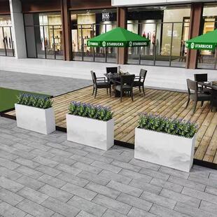 不锈钢花箱铁艺组合售楼部灯光花池花槽室外商业街太阳能户外花坛