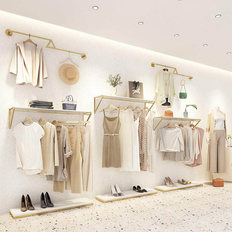服装店展示架上墙女装童装店货架陈列道具挂衣服架子壁挂式横杆