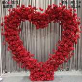 婚礼成品拱花门 婚庆满花圆形花门心形花门户外草坪舞台仿真花门