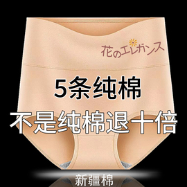 5条装 高腰内裤女透气纯棉石墨烯抗菌女士收腹提臀性感迷人三角裤