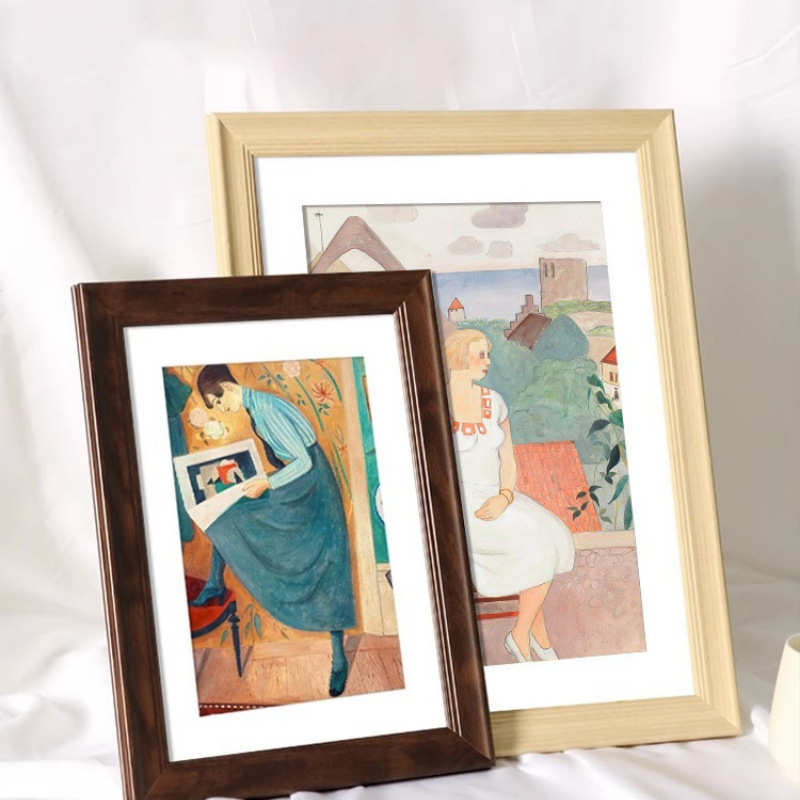 木质相框挂墙a3A4纸画框4k八8K开空框素描油画外框装裱12寸16框架