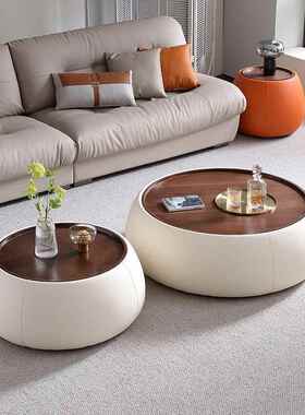 式现代意简约形储型物茶几客厅家圆用轻奢网红75774设计师圆茶几