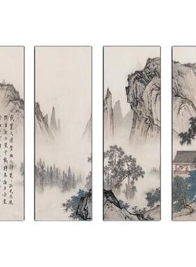 新中式山水客厅沙发背景墙装饰画书房茶室壁画办公室挂画组合画
