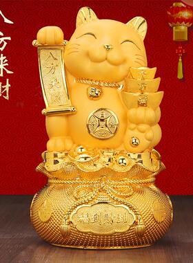 招财猫存钱罐摆件聚宝盆公司办公室前台店铺收银柜台装饰品开 业