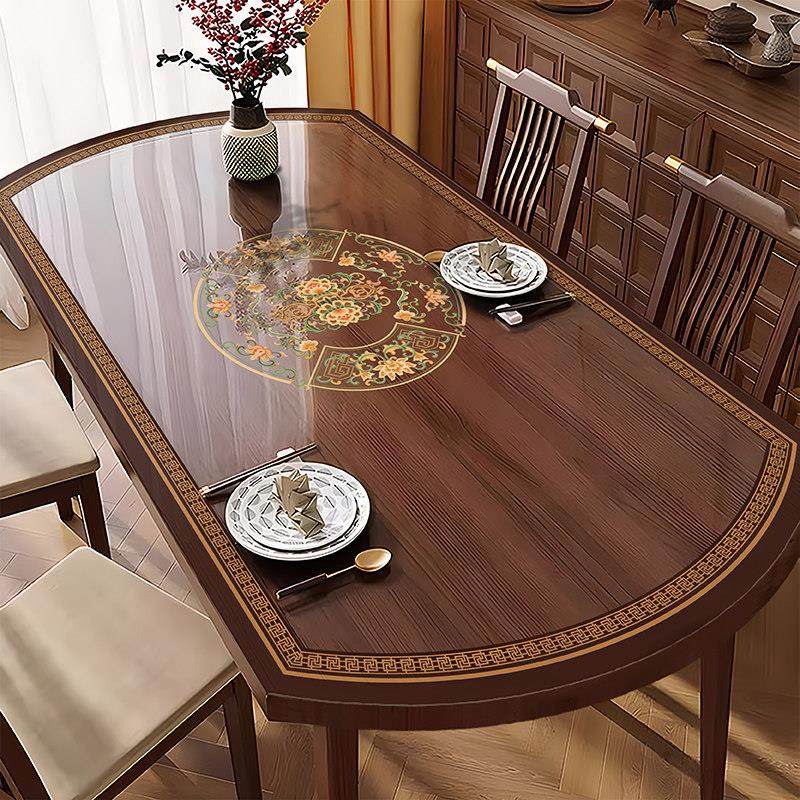 新中式椭圆形餐桌垫pvc透明桌布免洗防油防水茶几桌面保护垫台布,居家布艺,桌布,淘宝优惠券,粉丝福利购,淘宝优惠卷