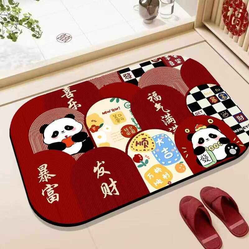 硅胶地垫入户门垫硅藻泥门口脚垫红色喜庆玄关进门垫浴室地垫脚垫,居家布艺,家用脚垫,淘宝优惠券,粉丝福利购,淘宝优惠卷