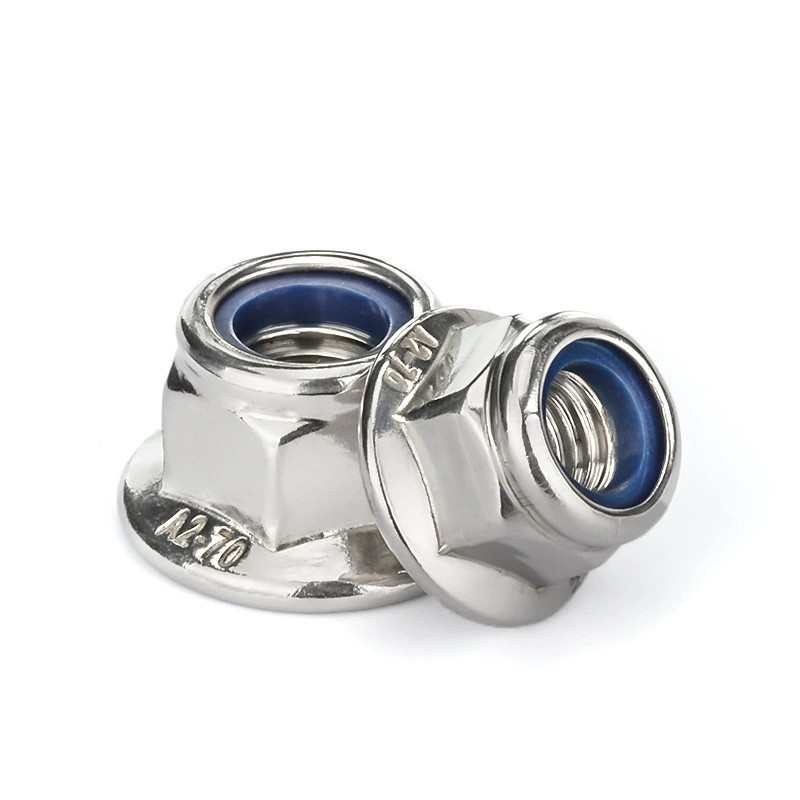 法兰防锁紧尼松 六角蓝不锈钢法兰din6926螺帽螺母304尼龙