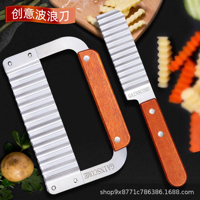 跨境不锈钢薯条刀法式波浪刀狼牙土豆刀薯条切条器洋芋花波纹切花