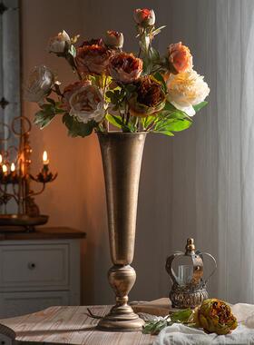 欧式复古金色花婚礼饰道具特色店餐厅桌面A2832铁艺装摆件花瓶插