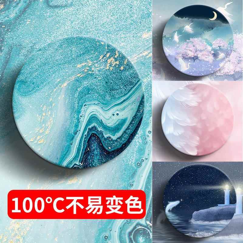 印笔杯垫矽藻泥ins风矽藻土定制家用速干 干吸水茶杯垫隔热垫水杯