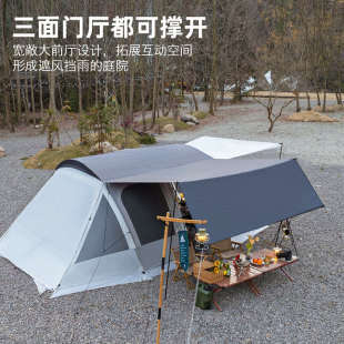 探险者隧道帐篷户外野营过夜一室两厅加厚防雨防风双层超大营地帐