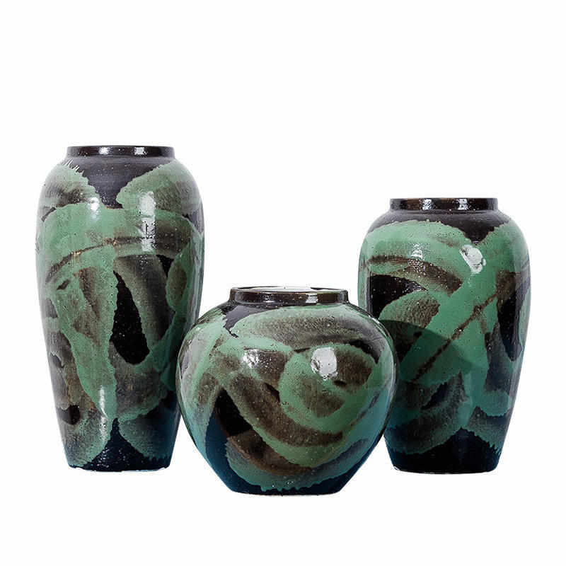 景德镇陶瓷落地大花瓶中式摆件 抽象艺术花插 家居家具田园风花器