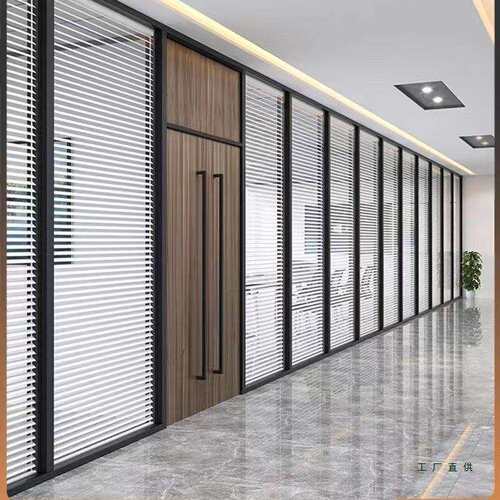 办公室玻璃隔断墙铝合金中空内置百叶双层防火钢化玻璃隔音高隔断