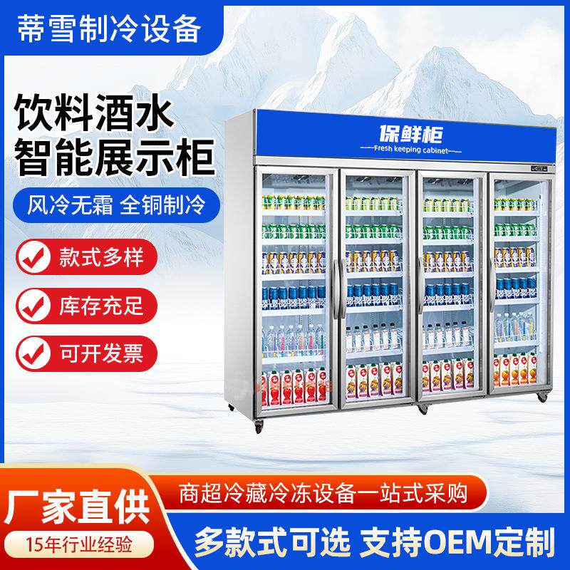 商用银色饮料柜厂家 商用冷饮冷藏展示柜冰柜 蔬菜啤酒保鲜冰箱