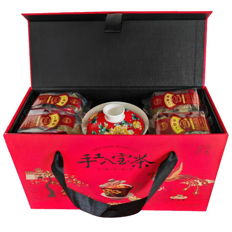 拓丝路八宝茶礼盒正宗宁夏八宝茶特产银川盖碗茶三炮台茶玫瑰酱茶