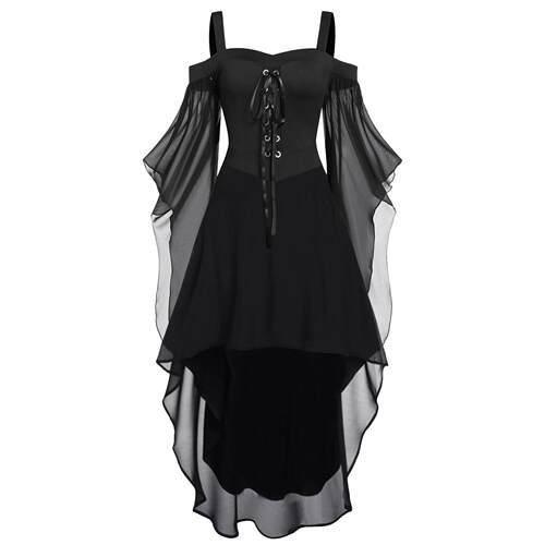 Large swing sleeve patchwork witch suspender strap large