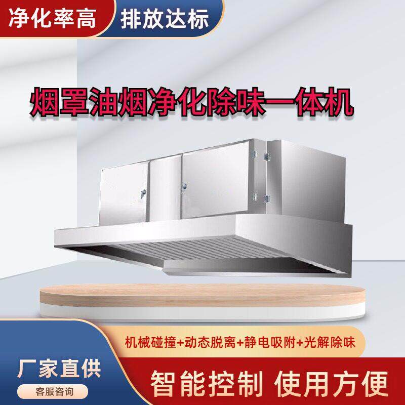 餐饮商用厨房烟罩复合式油烟净化除味一体机前端管道免洗净化器