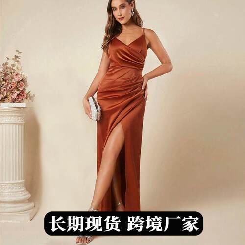 Women's satin camisole dress, bridesmaid dress