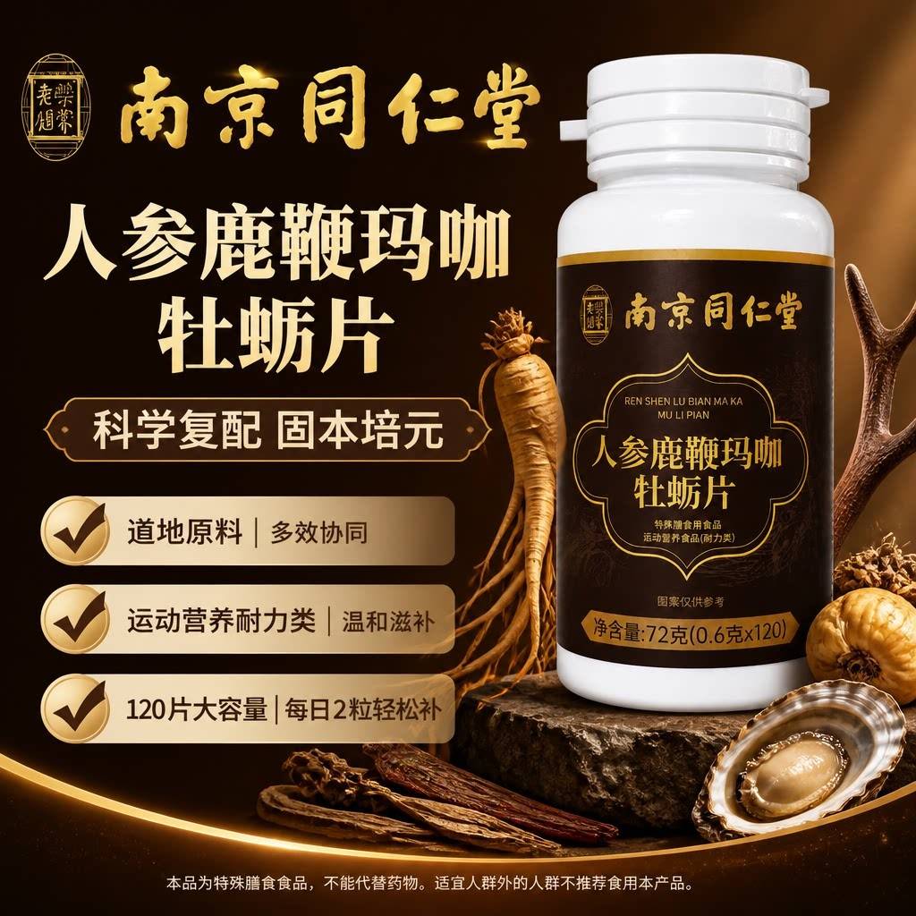 南京同仁堂人参鹿鞭玛咖牡蛎片男士滋补中药材熬夜加班久坐乏力