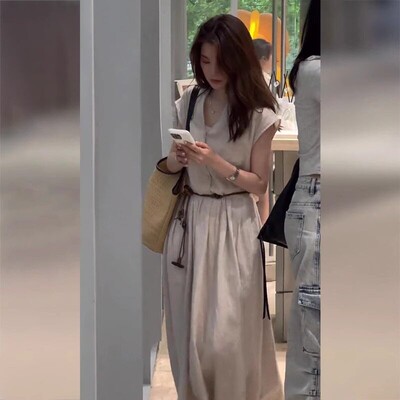 欧洲站夏季2026新款法式高级感收腰显瘦御姐风气质女神范洋装女