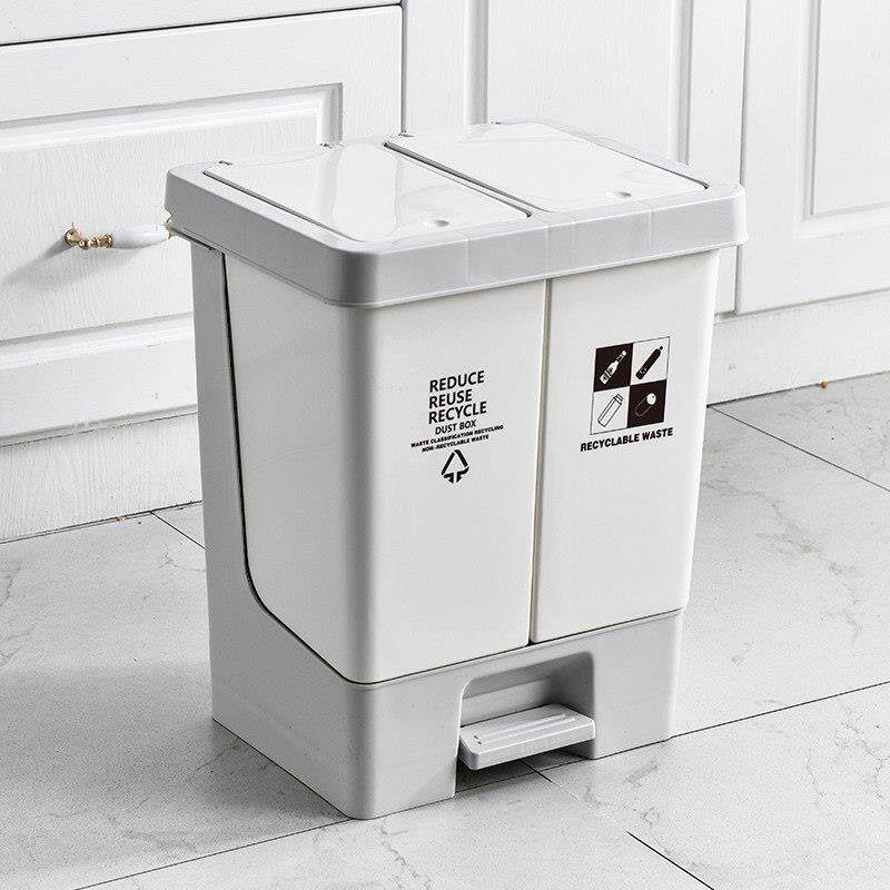 家用厨房垃圾桶干 干湿分离垃圾分类专用脚踏式大容量加厚带盖子